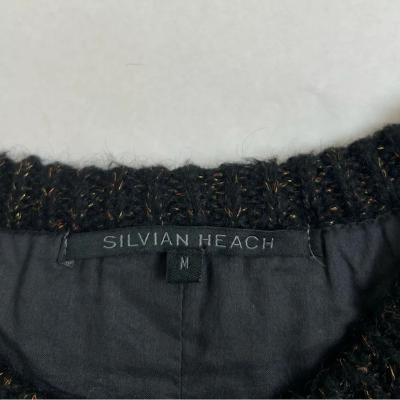Anthropologie Silvian Heach Women’s Size M Black Wool Blend Cardigan Sweater - Picture 9 of 11